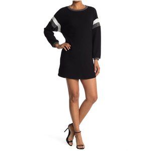 DR2 BY DANIEL RAINN Colorblocked Long Sleeve Knit Dress In K411 Black Size XS